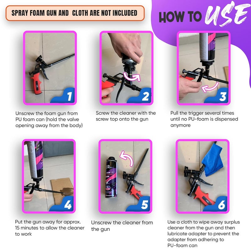 ixirpro Foam Gun Cleaner (9.8 oz. / 280 g) Spray Gun Cleaner, Cured Foam Remover, Dissolver, Expanding Polyurethane PU Sealant Remover - Image 2